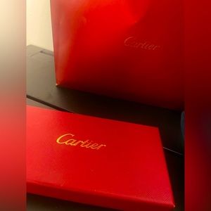 NEW Vintage Authentic Cartier Glasses Case Pouch Bordeaux Leather W Box & Bag